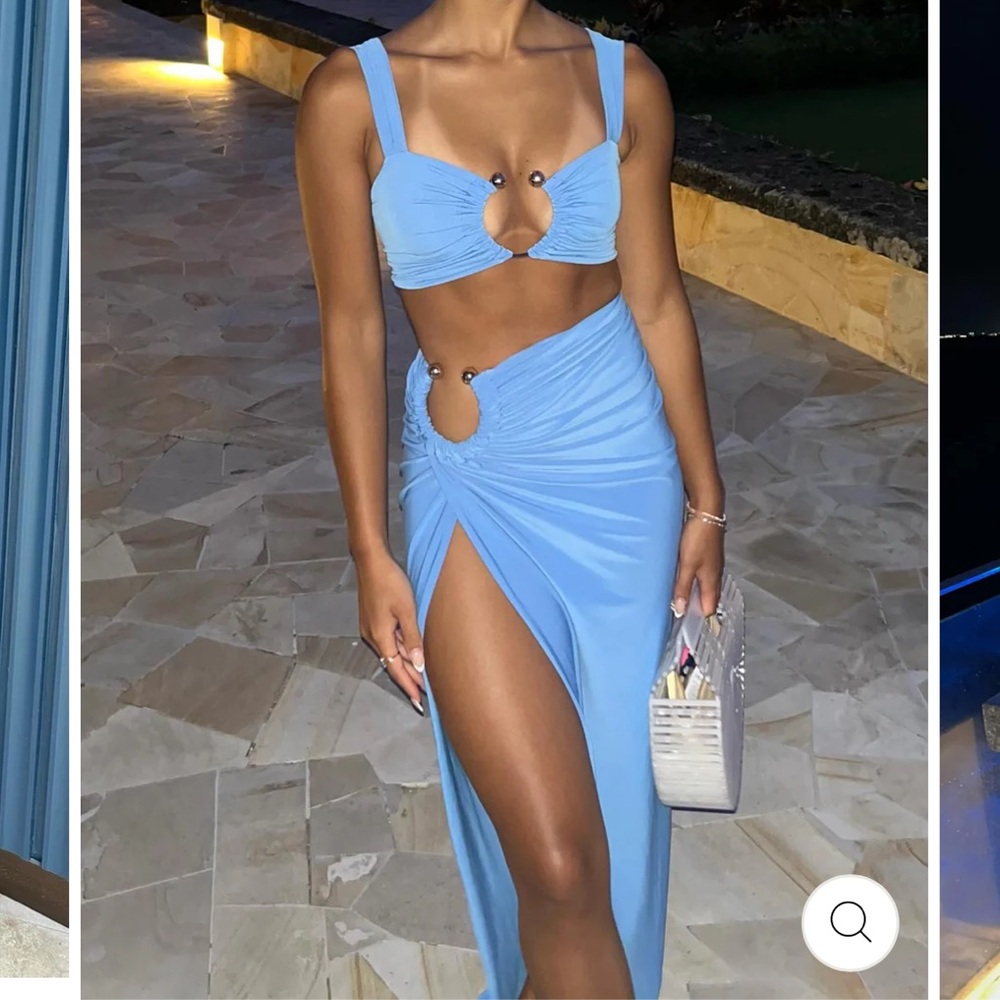 Elegant Sky Blue Maxi Skirt